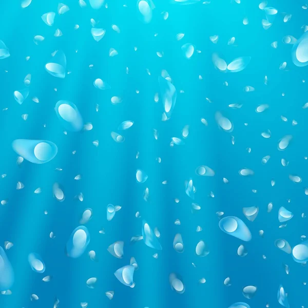 Hluboko pod vodou pozadí abstraktní s slunečního záření a vzduchové bubliny — Stockový vektor
