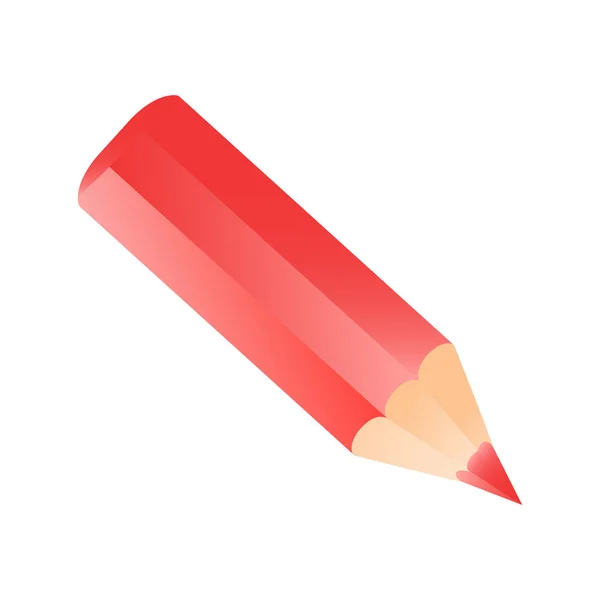 Short small pencil icon realist style. красный красочный карандаш — стоковый вектор