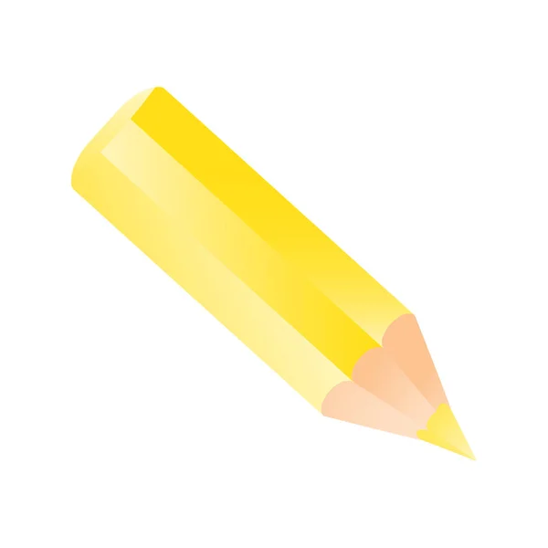 Short small pencil icon. Yellow color pencil — Stock Vector