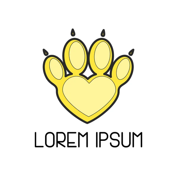 Pet Shop Logo Template Design Vector 의 약자이다. 사랑 과 보살핌을 상징하는 로고 형 심장, 애완 동물 사랑 — 스톡 벡터