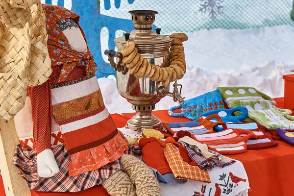 Chá Russo Tradicional Samovar Com Bolos — Fotografia de Stock