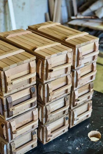 Wooden crates for small things in military style