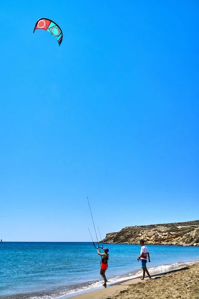 Εκπαιδευτή Για Kitesurfing Διδασκαλία Αρχάριος Βασικά Της Αυτό Άθλημα — Φωτογραφία Αρχείου