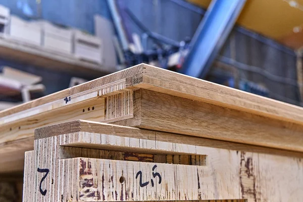 Trä Dörr Tillverkningsprocessen Dörrbladet Träbearbetning Och Snickeri Produktion Möbler Tillverkning — Stockfoto