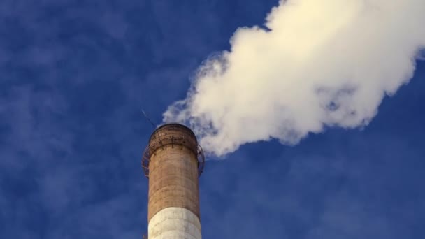 Factory Chimney Smoke Blue Sky — Stock Video