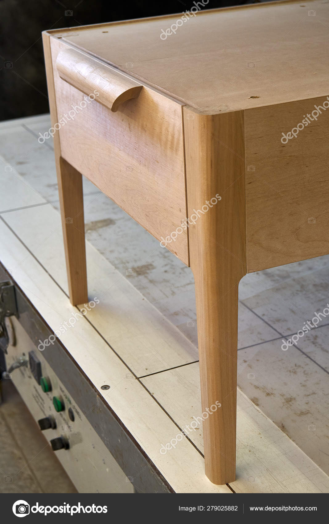 Solid wood nightstand building process. Wooden furniture manufacturing
