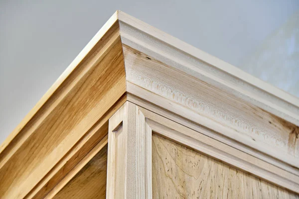 Solid maple crown molding. Wooden wardrobe crown molding. Wooden classic furniture