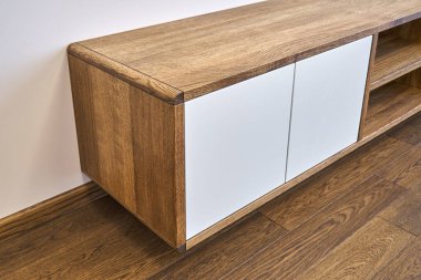 Modern mobilya Duvarı ahşap dolap Oturma odasında çağdaş yüzen medya dolabı