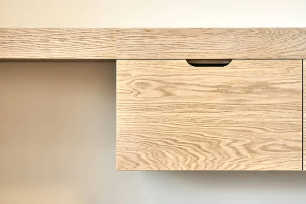 Modern Bútorok Közelről Falra Szerelhető Fából Készült Öltözőasztal Fiókok Modern — Stock Fotó