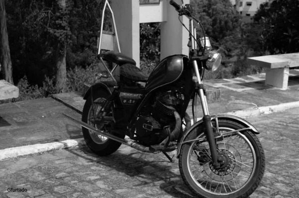Moto Personnalisée Noir Blanc — Photo