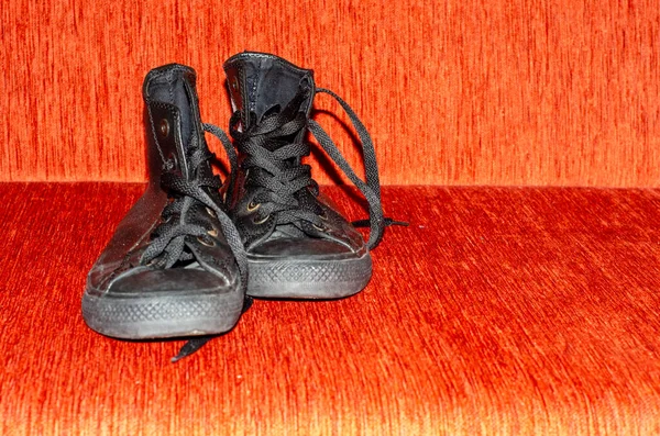 Altes Schwarzes Leder Stilvolle Schuhe Vintage Mode — Stockfoto