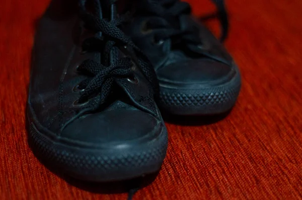 Zapatos Con Estilo Cuero Negro Antiguo Vintage Moda —  Fotos de Stock
