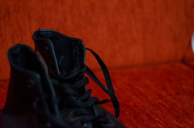 Eski Siyah Deri Ayakkabılar, Vintage, Fashion