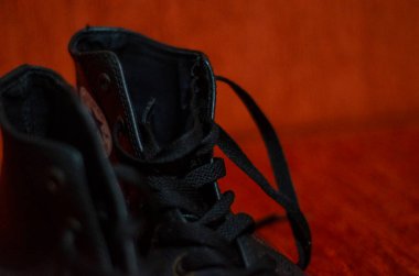 Eski Siyah Deri Ayakkabılar, Vintage, Fashion