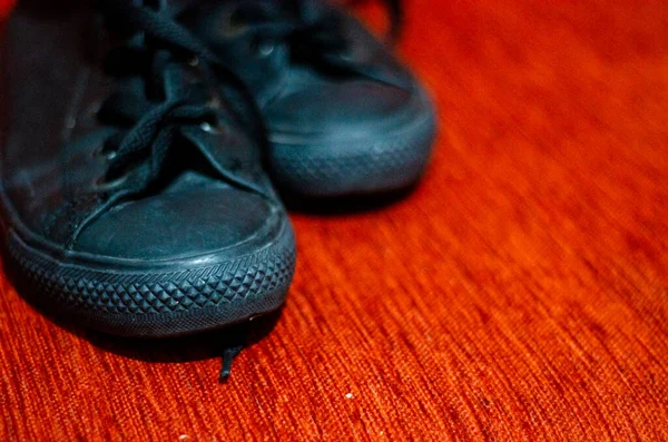 Zapatos Con Estilo Cuero Negro Antiguo Vintage Moda — Foto de Stock