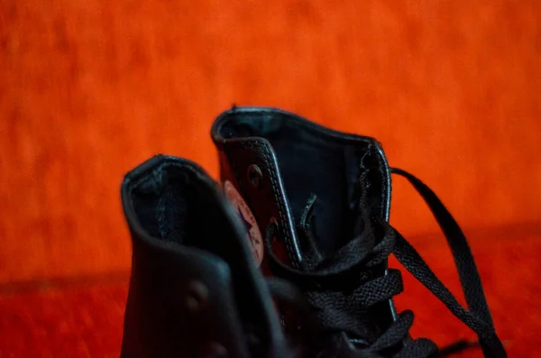 Παλιά Μαύρα Δερμάτινα Κομψά Παπούτσια Vintage Μόδα — Φωτογραφία Αρχείου