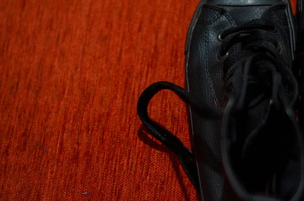 Old Black Leather Stylish Shoes Vintage Fashion — Stock Photo, Image