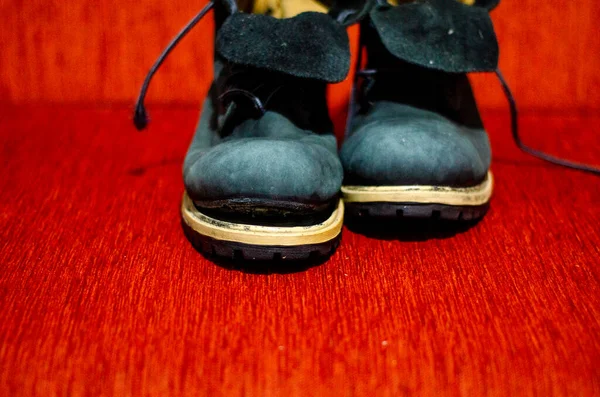 Stare Ragged Blue Boots Vintage Brudne — Zdjęcie stockowe