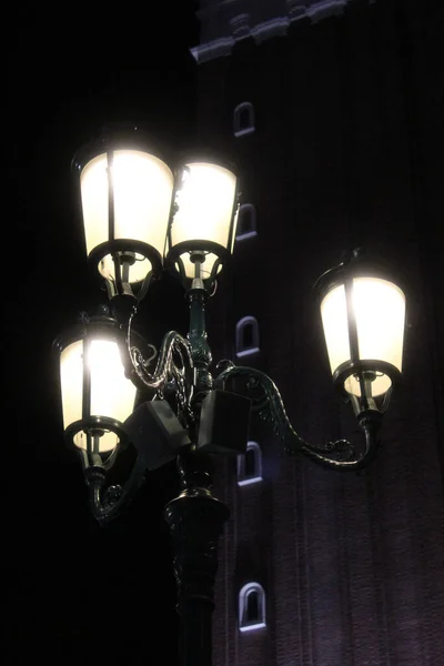 Old Fashioned Street Lamp Night — Stock Photo, Image