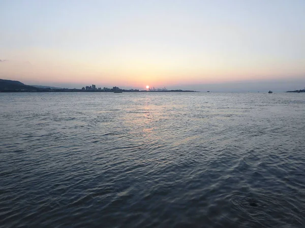 Sonnenuntergang Über Dem Hafen Taiwan — Stockfoto