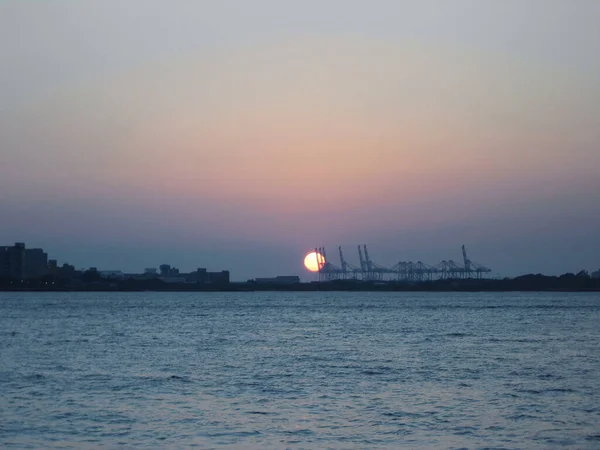 Sonnenuntergang Über Dem Hafen Taiwan — Stockfoto