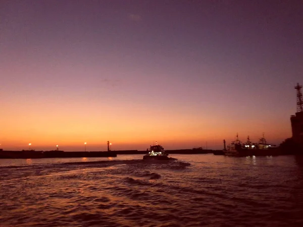 Sonnenuntergang Über Dem Hafen Taiwan — Stockfoto