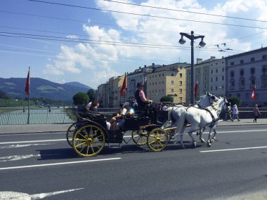 Avusturya, Salzburg 'da at arabası yolda.