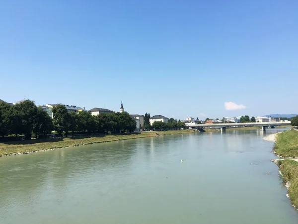 Brücke Über Den Fluss Salzburg Österreich — Stockfoto