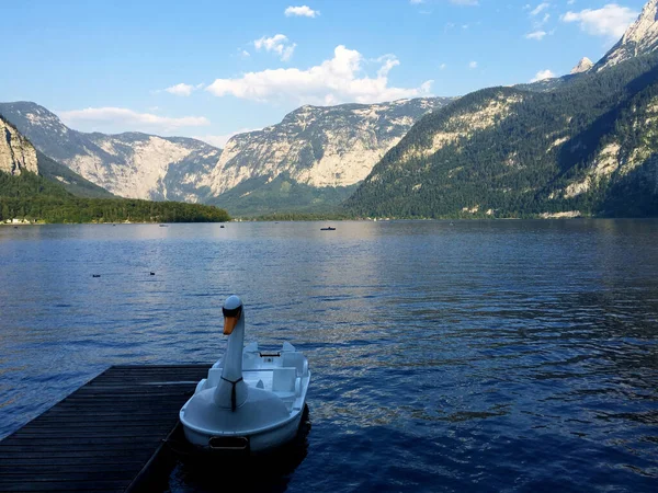 Barco Cisne Lago Hallstatt Alta Áustria — Fotografia de Stock