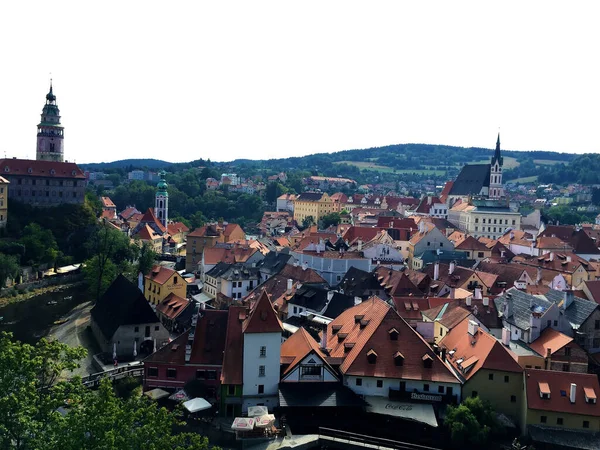 Kilátás Város Cesky Krumlov Egy Dombról Cseh Köztársaság — Stock Fotó