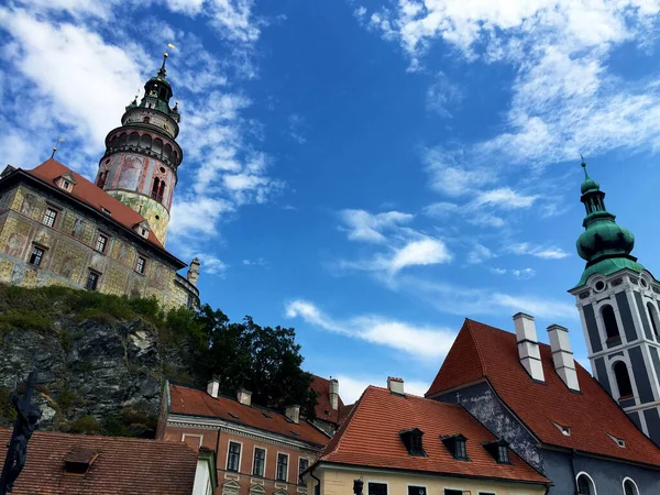 View Church Castle Tower Cesky Krumlov Czech Republic — Stock Photo, Image