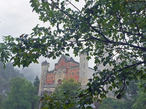 Château Neuschwanstein Par Temps Nuageux Bavière Allemagne — Photo