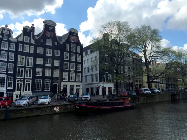Krajobraz Kanałów Amsterdam Kraju Holandia Północna Holandia — Zdjęcie stockowe