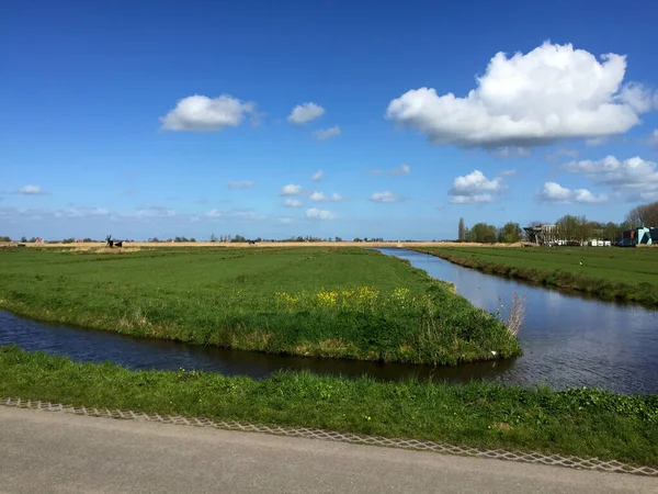Ландшафт Річкою Небом Заансе Шанс Північна Голландія Нідерланди — стокове фото