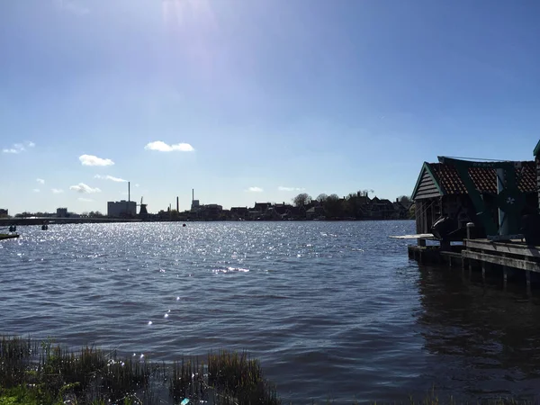 Vista Costa Del Mar Día Soleado Zaanse Schans Holanda Septentrional —  Fotos de Stock