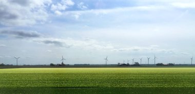 Hollanda 'da bir tarlada rüzgar türbini