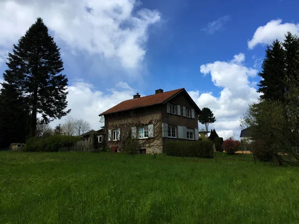 House Mountains Blue Sky Luxembourg — Stock Photo, Image