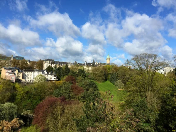Das Zentrum Von Luxemburg Stadt Mit Blauem Himmel Frühling Luxemburg — Stockfoto