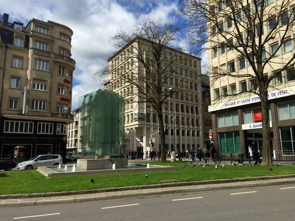 Ulice Pohled Proti Modré Obloze Lucembursku City — Stock fotografie