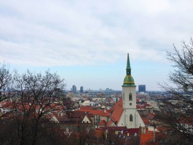 Bratislava şehri Slovakya 'nın panoramik görüntüsü