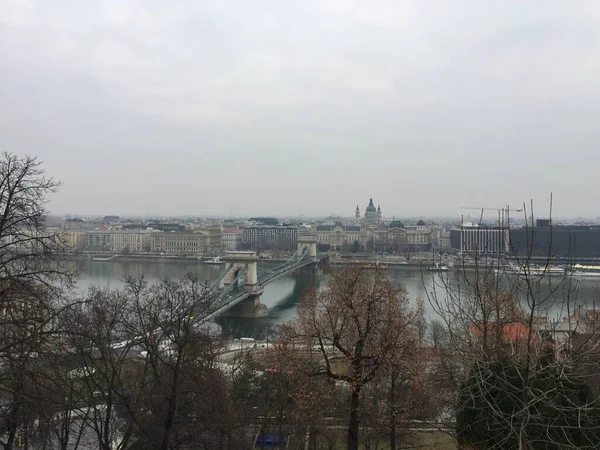 Stadslandskap Budapest Stad Vintern — Stockfoto
