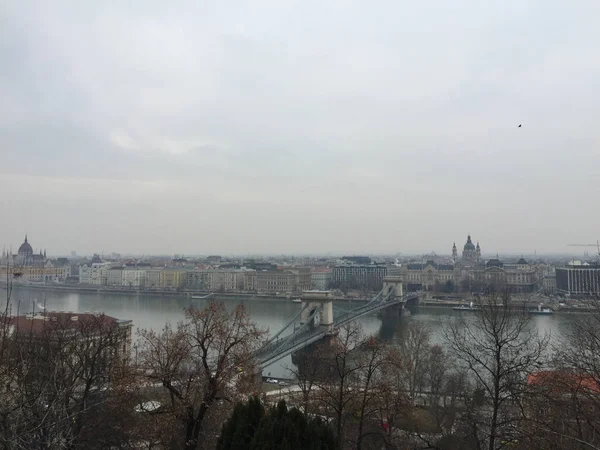 Stadslandskap Budapest Stad Vintern — Stockfoto