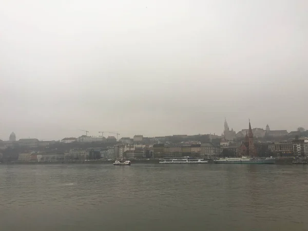 Paisagem Budabest Hungria Ponte Cadeia Famosa Rio Danúbio — Fotografia de Stock