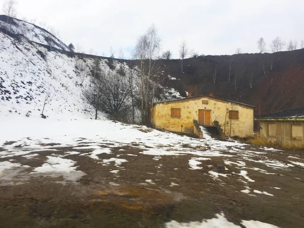 Verschneites Feld Winterlandschaft Der Tschechischen Republik — Stockfoto