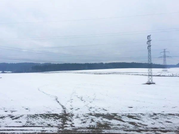 Campo Cubierto Nieve Paisaje Invernal República Checa —  Fotos de Stock