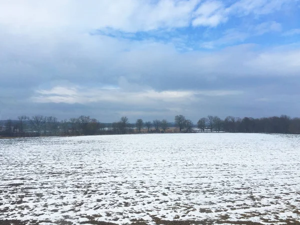 Campo Cubierto Nieve Paisaje Invernal República Checa —  Fotos de Stock