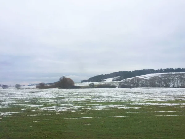 Campo Cubierto Nieve Paisaje Invernal República Checa —  Fotos de Stock