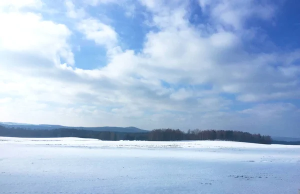 Snow Covered Field Winter Landscape Czech Republic — Stock Photo, Image