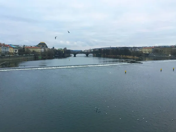 Paisagem Urbana Rio Vltava Ponte Charles Cidade Velha Praga República — Fotografia de Stock