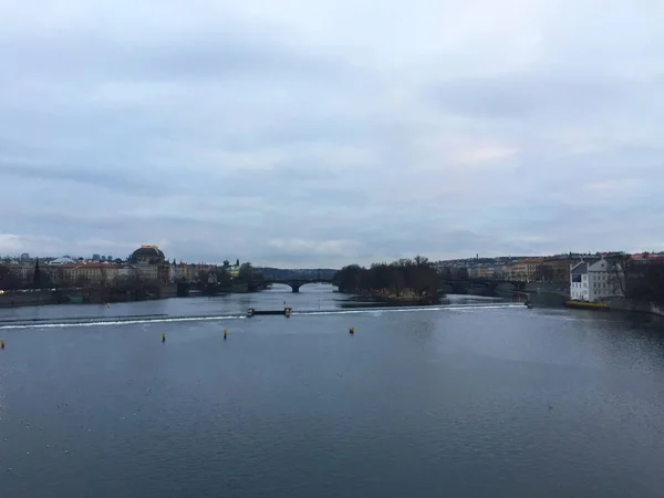 Çek Cumhuriyeti Prag Daki Vltava Nehri Charles Köprüsü Nün Şehir — Stok fotoğraf
